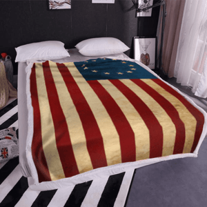 Betsy Ross Flag Sherpa Blanket - 50x60 + Free Matching 3x5' Single Reverse Flag