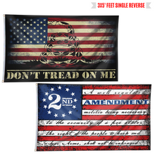 Load image into Gallery viewer, Don&#39;t Tread On Me USA Flag + This well Defend 2A Vintage American Flag 2-Pack Bundle