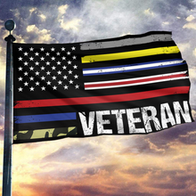 Load image into Gallery viewer, USA Veteran Flag - First Responders Stripes Flag