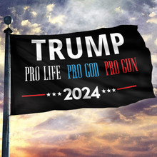 Load image into Gallery viewer, Trump Pro Life Pro God Pro Gun Flag