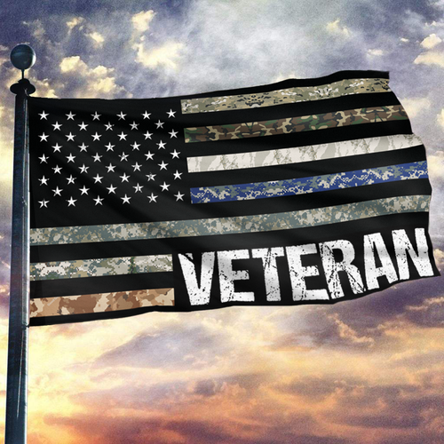 USA Veteran Flag - Military Branches Stripes Flag (RTL)