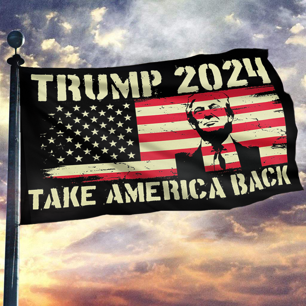 TRUMP 2024 Take America Back Vintage Flag