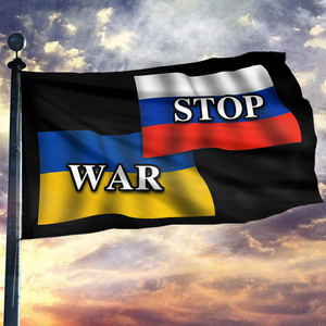 RUSSIA UKRAINE STOP WAR FLAG