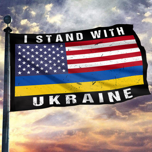 I stand with Ukraine - American Flag