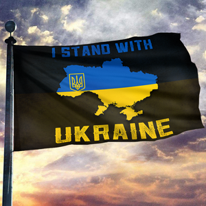 Stand With Ukraine Support Map Flag