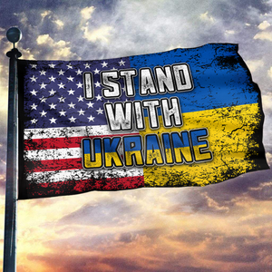 I Stand With Ukraine | American Ukrainian Flag
