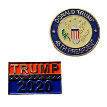 Load image into Gallery viewer, 45th President &amp; Trump 2020 Pin - 2pc Trump Pins