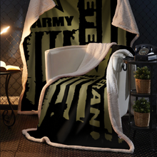Load image into Gallery viewer, United States Army Veteran Sherpa Blanket - 50x60 + Free Matching 3x5 Single Reverse Flag