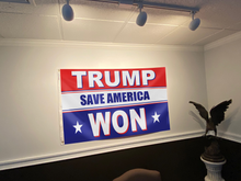 Load image into Gallery viewer, Trump Won - Save America - Red, White, Blue Flag