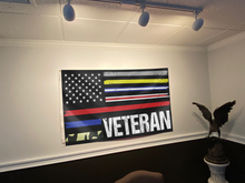 Load image into Gallery viewer, USA Veteran Flag - First Responders Stripes Flag (RTL)