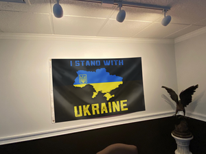 Stand With Ukraine Support Map Flag