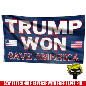 Trump Won, Save America Flag with FREE Punisher Pin