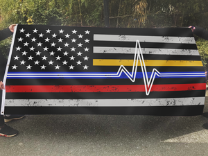 Heartbeat - First Responders Support Appreciation USA Flag