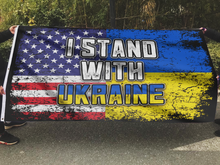 Load image into Gallery viewer, I Stand With Ukraine | American Ukrainian Flag