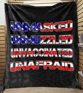 Unmasked. Unmuzzled. Unvaccinated. Unafraid. Premium Mink Sherpa Blanket (Black)