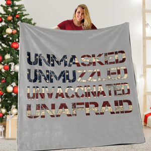 Unmasked. Unmuzzled. Unvaccinated. Unafraid. Premium Mink Sherpa Blanket