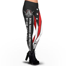 Load image into Gallery viewer, Born Raised And Protected By God, Guns, Guts And Glory Leggings 1
