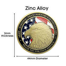 Load image into Gallery viewer, Thank You For Your Service - USA Eagle Veteran Coin (RTL)