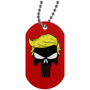 Trump Punisher Skull Dog Tag Necklace