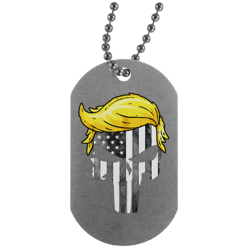 Trump Punisher Black and White Dog Tag Necklace