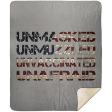 Load image into Gallery viewer, Unmasked. Unmuzzled. Unvaccinated. Unafraid. Premium Mink Sherpa Blanket