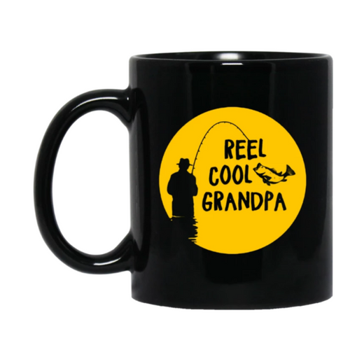 Reel Cool Grandpa Fishing 11oz Black Mug