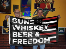 Load image into Gallery viewer, Guns, Whiskey, Beer and Freedom Flag