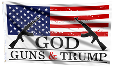 Load image into Gallery viewer, God, Guns and Trump Flag - White