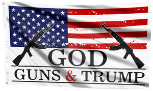 God, Guns and Trump Flag - White