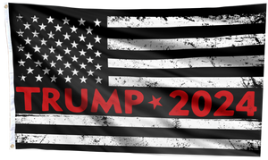 Trump 2024 - Black and White USA Flag
