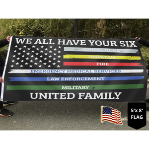 We All Have Your Six United Family - USA Flag + American Flag Lapel Pin - Flag Bundle