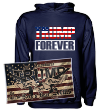 Load image into Gallery viewer, Trump Forever Hoodie + 3x5&#39; Trump LNO Flag