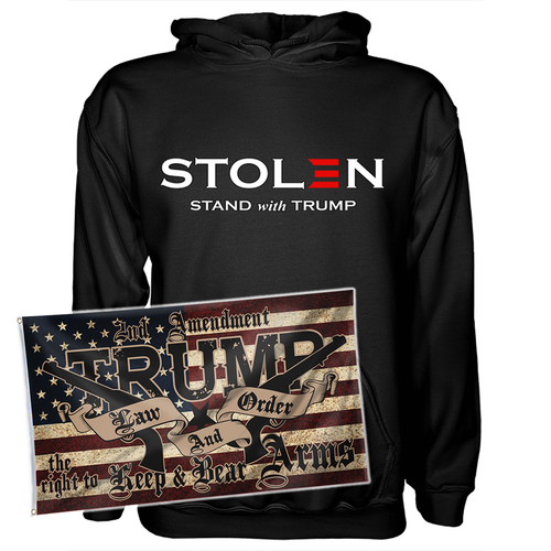 Stolen Stand With DJT Hoodie + 3x5' LNO Flag