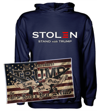 Load image into Gallery viewer, Stolen Stand With DJT Hoodie + 3x5&#39; LNO Flag