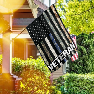 USA Veteran - Military Branches Stripes House Flag (RTL)