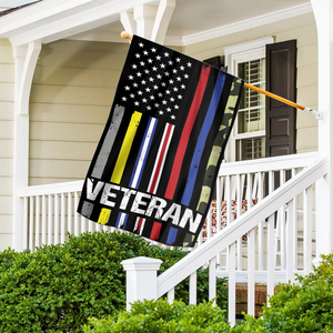 USA Veteran - First Responder Stripes House Flag (RTL)