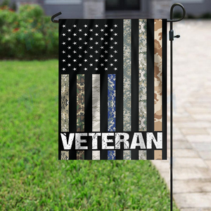 USA Veteran - Military Branches Stripes House Flag