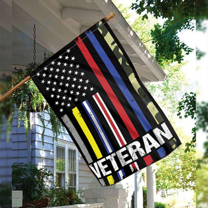 USA Veteran - First Responder Stripes House Flag (RTL)