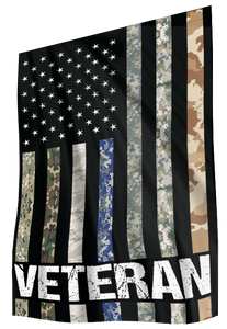USA Veteran - Military Branches Stripes House Flag (RTL)