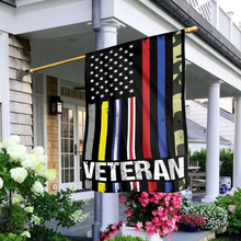 Load image into Gallery viewer, USA Veteran - First Responder Stripes House Flag (RTL)