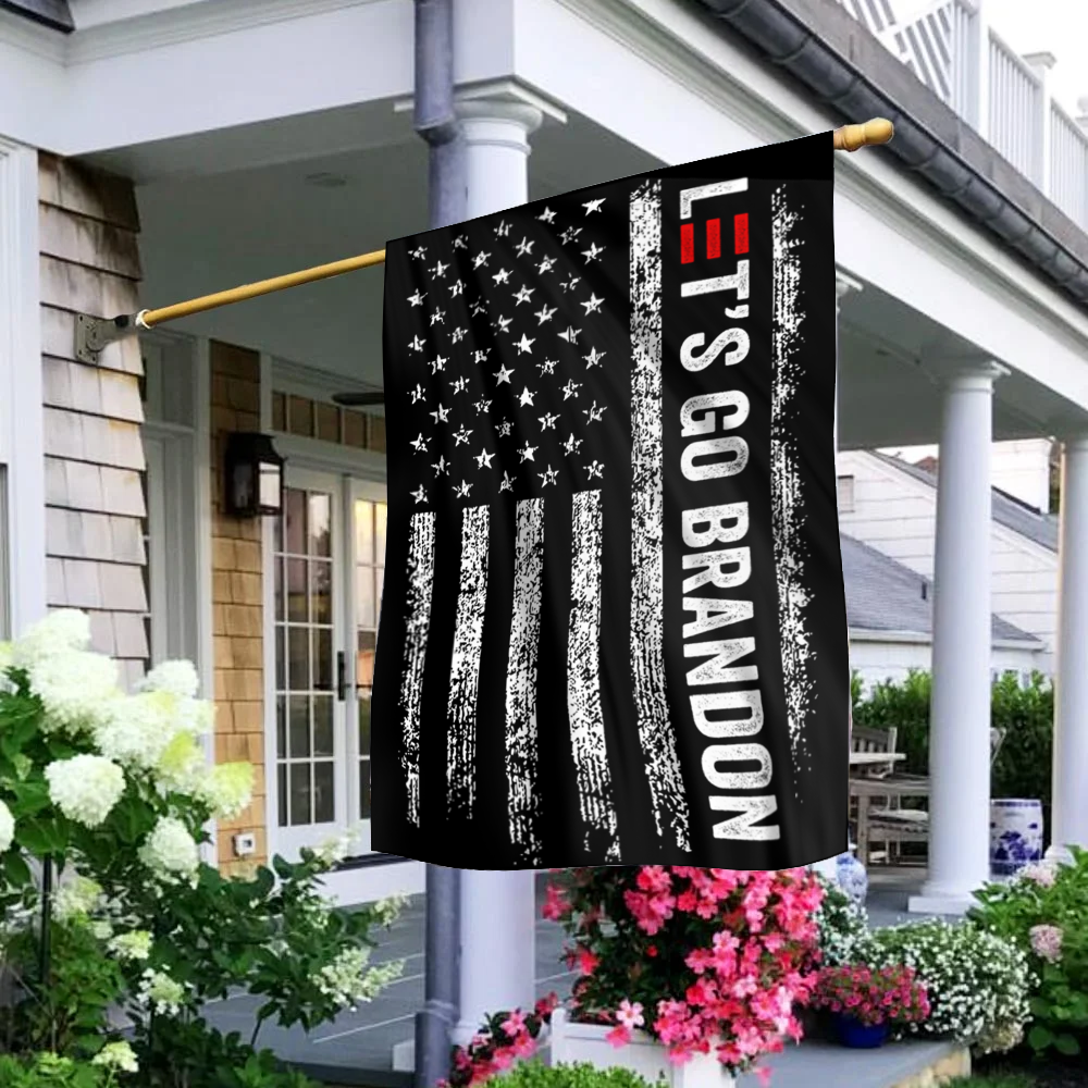 Let's Go Brandon Black and White USA House Flag