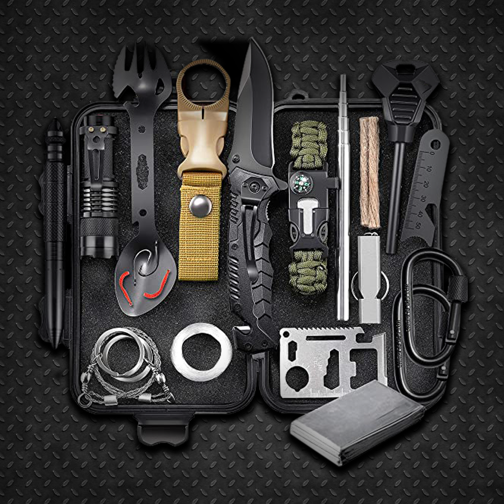 24 in 1 Survival Gear Kit, Emergency EDC Survival Tools - SOS Earthquake Aid Equipment