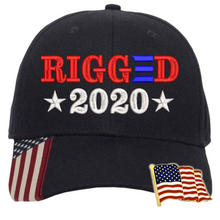 Load image into Gallery viewer, Rigged 2020 Embroidered Hat with USA Flag Pin