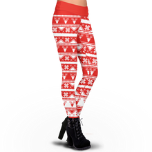 Load image into Gallery viewer, Holiday Christmas Red Snowflake Leggings
