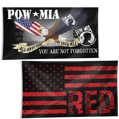 Remember Everyone Deployed American and POW MIA Flag - 2-Pack Bundle