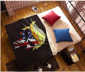 Punisher Trump USA Flag Fleece Blanket 50x60 + FREE MATCHING 3x5 SINGLE REVERSE FLAG