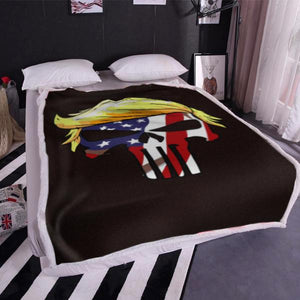 Punisher Trump USA Sherpa Blanket 50x60 + Free Matching 3x5 Single Reverse Flag